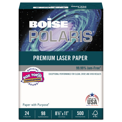 Polaris Premium Laser Paper, 98 Bright, 24lb, 8 1/2 X 11, White. 500 Sheets