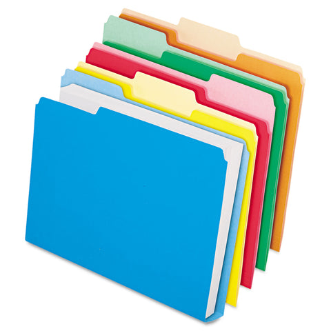 Double Stuff File Folders, 1/3 Cut, Letter, Assorted, 50/pack