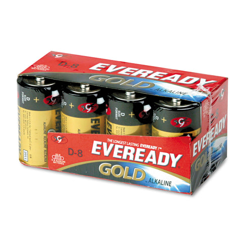 Gold Alkaline Batteries, D, 8 /pk