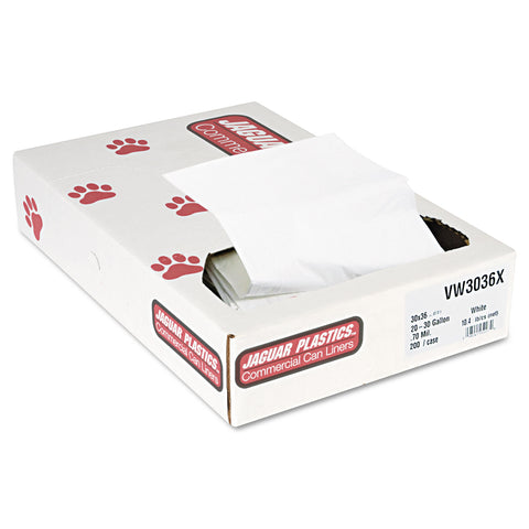 Industrial Strength Commercial Can Liners, 20-30gal, .7mil, White, 200/carton