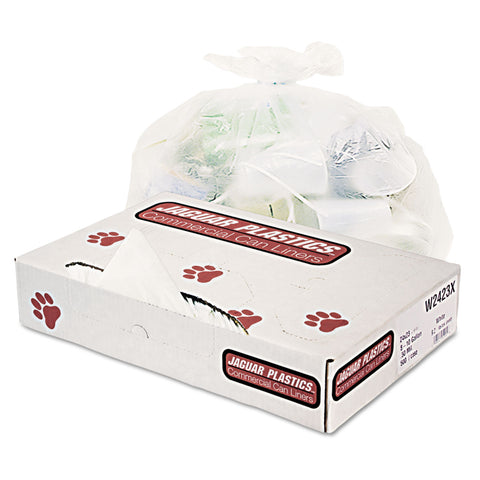 Industrial Strength Commercial Can Liners, 8-10gal, .5mil, White, 500/carton