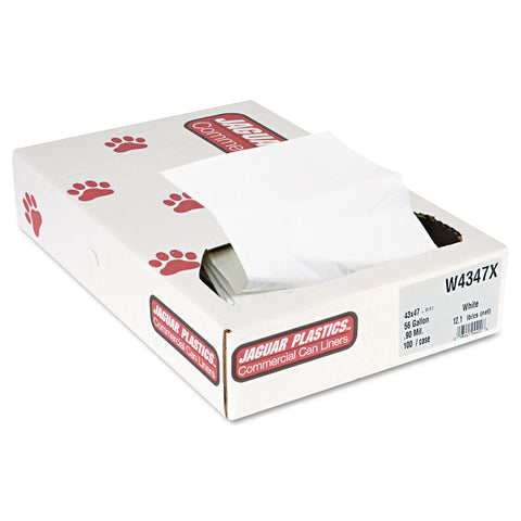 Industrial Strength Commercial Can Liners, 56gal, .9mil, White, 100/carton