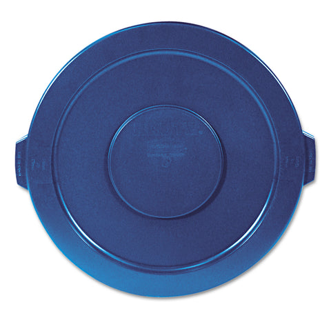 Round Flat Top Lid, For 32-Gallon Round Brute Containers, 22 1/4", Dia., Blue