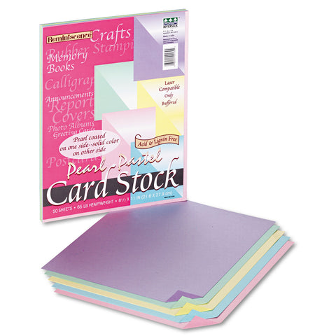 Reminiscence Card Stock, 65 Lbs., Letter, Assorted Pastel Pearl Colors, 50/pack