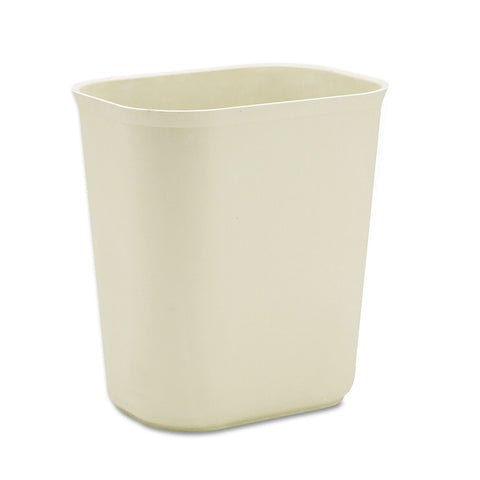 Fire-Resistant Wastebasket, Rectangular, Fiberglass, 3.5gal, Beige
