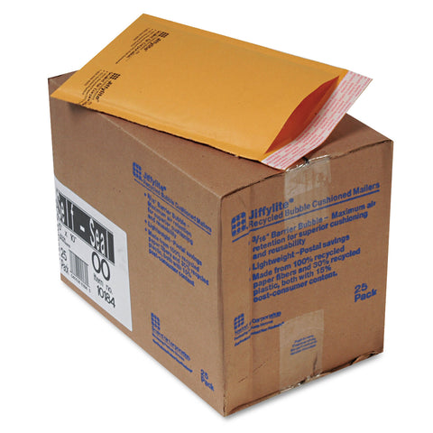 Jiffylite Self Seal Mailer, #00, 5 X 10, Golden Brown, 25/carton