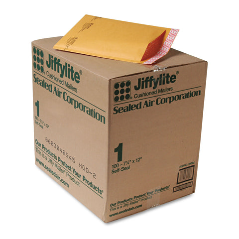 Jiffylite Self Seal Mailer, #1, 7 1/4 X 12, Golden Brown, 100/carton