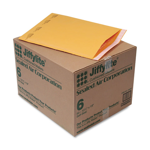 Jiffylite Self Seal Mailer, #6, 12 1/2 X 19, Golden Brown, 50/carton