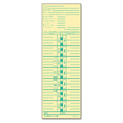 Time Card For Acroprint And Lathem, Weekly, 3 1/2 X 10 1/2, 500/box