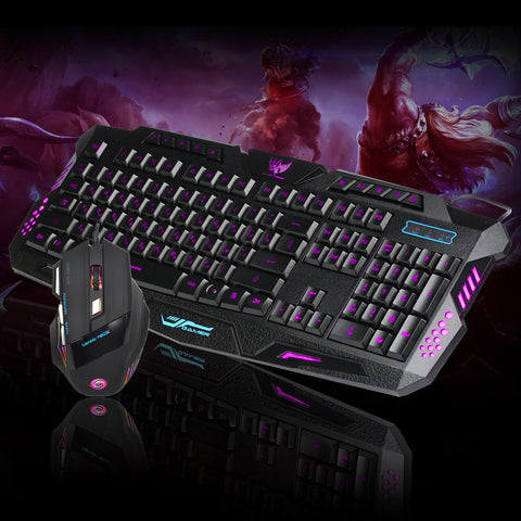 LED Gaming Wired 2.4G keyboard And 5500DPI Mouse Set to Computer Multimedia Gamer