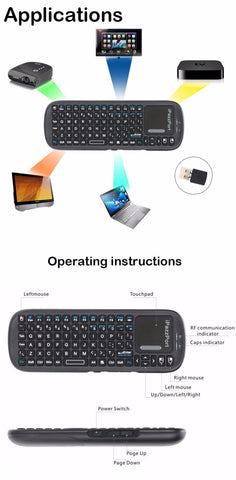 iPazzPort KP-810-19S 3 in 1 2.4GHz Mini Wireless Air Mouse Handheld Full QWERT Keyboard with Touch Pad English / Russian Version