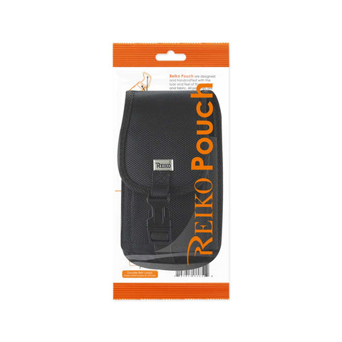 REIKO VERTICAL RUGGED POUCH SAMSUNG NOTE 2/ N7100 PLUS-BLACK WITH BUCKLE CLIP (6.34X3.57X0.77 INCHES)