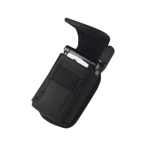 REIKO VERTICAL RUGGED POUCH M SIZE IN BLACK WITH VELCRO BUCKLE CLIP (3.5X2.05X1.1 INCHES)