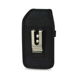 REIKO VERTICAL RUGGED MEDIAN SIZE POUCH WITH BUCKLE CLIP IN BLACK (3.5X2.05X1.1 INCHES)