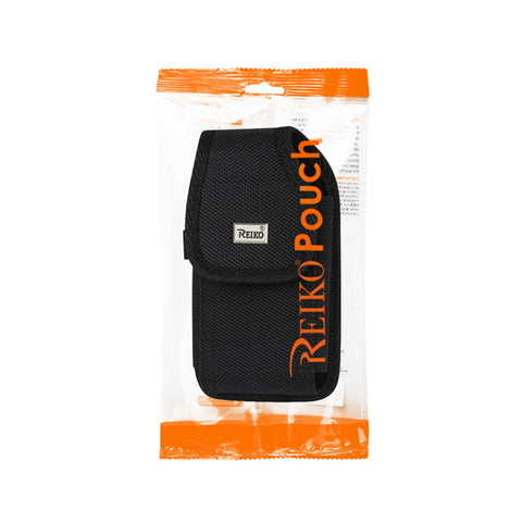 REIKO VERTICAL RUGGED MEDIAN SIZE POUCH WITH BUCKLE CLIP IN BLACK (3.5X2.05X1.1 INCHES)