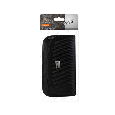 HORIZONTAL RUGGED POUCH MEDIUM SIZE WITH METAL BELT CLIP AND VELCRO IN BLACK (3.5X2.05X1.1 INCHES)