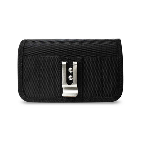 HORIZONTAL RUGGED POUCH IPHONE 6/ 6S IN BLACK WITH METAL BELT CLIP AND VELCRO (5.84X3.04X0.67 INCHES PLUS)