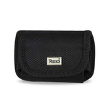 REIKO HORIZONTAL RUGGED POUCH MEDIAN SIZE WITH VELCRO AND METAL BELT CLIP IN BLACK (3.5X2.05X1.1 INCHES)