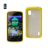 REIKO LG NEXUS 4 FRAME BUMPER CLEAR BACK CASE IN YELLOW