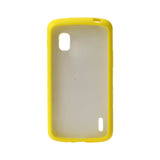 REIKO LG NEXUS 4 FRAME BUMPER CLEAR BACK CASE IN YELLOW