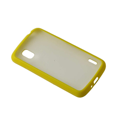 REIKO LG NEXUS 4 FRAME BUMPER CLEAR BACK CASE IN YELLOW