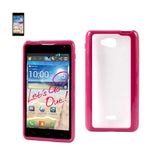 REIKO LG SPIRIT 4G FRAME BUMPER CLEAR BACK CASE IN HOT PINK