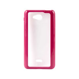 REIKO LG SPIRIT 4G FRAME BUMPER CLEAR BACK CASE IN HOT PINK