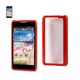 REIKO LG SPIRIT 4G FRAME BUMPER CLEAR BACK CASE IN RED
