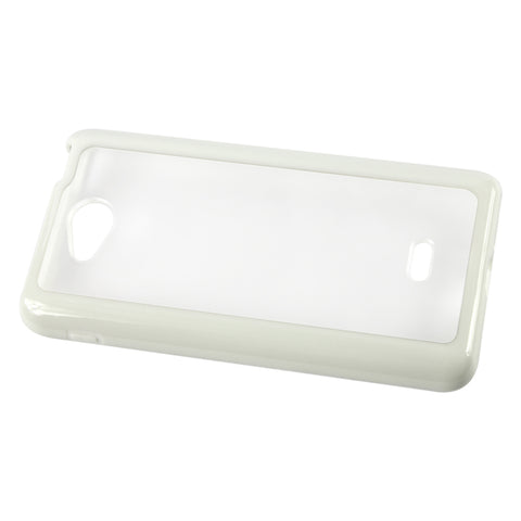 REIKO LG SPIRIT 4G FRAME BUMPER CLEAR BACK CASE IN WHITE