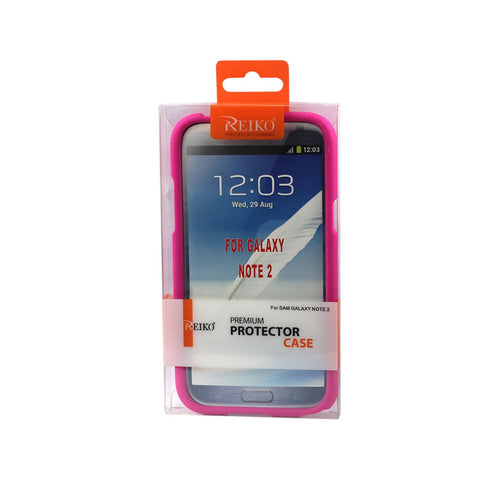 REIKO SAMSUNG GALAXY NOTE 2 TWO PARTS RUBBERIZED SILICONE CASE IN HOT PINK