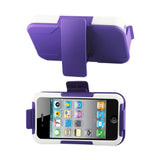 REIKO IPHONE 4/ 4G HYBRID HEAVY DUTY HOLSTER COMBO CASE IN WHITE PURPLE