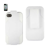 REIKO IPHONE 4G HYBRID HEAVY DUTY HOLSTER COMBO KICKSTAND CASE IN WHITE