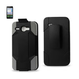 REIKO ALCATEL ONE TOUCH SONIC LTE 3-IN-1 HYBRID HEAVY DUTY HOLSTER COMBO CASE IN GRAY BLACK
