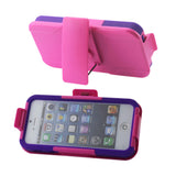 REIKO IPHONE SE/ 5S/ 5 3-IN-1 HYBRID HEAVY DUTY HOLSTER COMBO CASE IN HOT PINK PURPLE