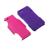 REIKO IPHONE SE/ 5S/ 5 3-IN-1 HYBRID HEAVY DUTY HOLSTER COMBO CASE IN HOT PINK PURPLE