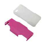 REIKO IPHONE SE/ 5S/ 5 3-IN-1 HYBRID HEAVY DUTY HOLSTER COMBO CASE IN HOT PINK CLEAR