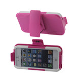 REIKO IPHONE SE/ 5S/ 5 3-IN-1 HYBRID HEAVY DUTY HOLSTER COMBO CASE IN HOT PINK WHITE