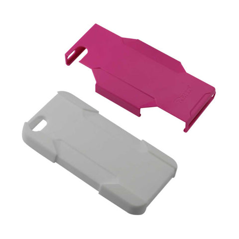 REIKO IPHONE SE/ 5S/ 5 3-IN-1 HYBRID HEAVY DUTY HOLSTER COMBO CASE IN HOT PINK WHITE