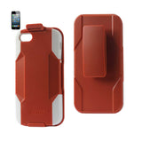 REIKO IPHONE SE/ 5S/ 5 3-IN-1 HYBRID HEAVY DUTY HOLSTER COMBO CASE IN ORANGE WHITE