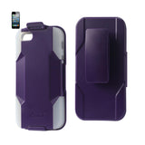 REIKO IPHONE 5/5S/SE 3-IN-1 HYBRID HEAVY DUTY HOLSTER COMBO CASE IN PURPLE CLEAR