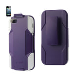 REIKO IPHONE SE/ 5S/ 5 3-IN-1 HYBRID HEAVY DUTY HOLSTER COMBO CASE IN PURPLE WHITE