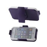 REIKO IPHONE SE/ 5S/ 5 3-IN-1 HYBRID HEAVY DUTY HOLSTER COMBO CASE IN PURPLE WHITE