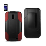 REIKO SAMSUNG GALAXY S II SKYROCKET 3-IN-1 HYBRID HEAVY DUTY HOLSTER COMBO CASE IN BLACK RED