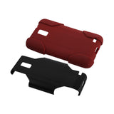 REIKO SAMSUNG GALAXY S II SKYROCKET 3-IN-1 HYBRID HEAVY DUTY HOLSTER COMBO CASE IN BLACK RED