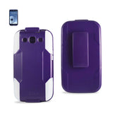 REIKO SAMSUNG GALAXY S3 3-IN-1 HYBRID HEAVY DUTY HOLSTER COMBO CASE IN PURPLE CLEAR