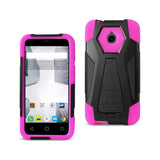 REIKO ALCATEL DAWN/ STREAK HYBRID HEAVY DUTY CASE WITH KICKSTAND IN HOT PINK BLACK