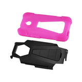 REIKO ALCATEL DAWN/ STREAK HYBRID HEAVY DUTY CASE WITH KICKSTAND IN HOT PINK BLACK