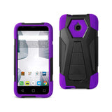 REIKO ALCATEL DAWN/ STREAK HYBRID HEAVY DUTY CASE WITH KICKSTAND IN PURPLE BLACK