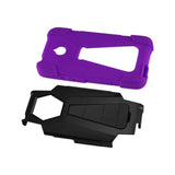 REIKO ALCATEL DAWN/ STREAK HYBRID HEAVY DUTY CASE WITH KICKSTAND IN PURPLE BLACK