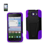 REIKO ALCATEL ONE TOUCH SONIC LTE HYBRID HEAVY DUTY CASE WITH KICKSTAND IN PURPLE BLACK